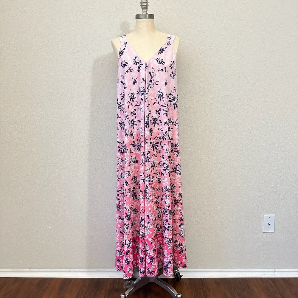 OSCAR DE LA RENTA Night Gown Dress Pink Floral A-Line Sleeveless Chemise